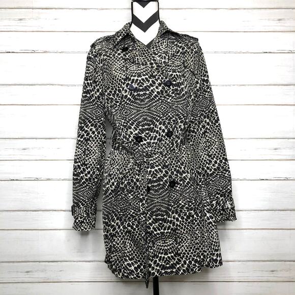 Kenneth Cole Snake Skin Print Trench Coat Jacket Size Medium - Picture 1 of 12